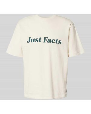 Review T-Shirt mit geripptem Rundhalsausschnitt - Natur