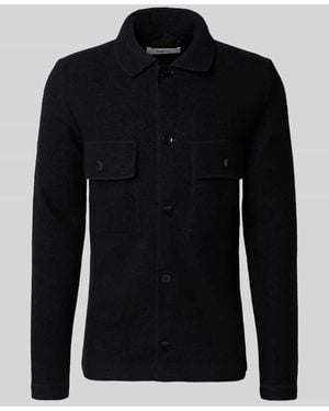 SELECTED Regular Fit Hemdjacke aus reiner Wolle Modell 'NEALY' - Schwarz
