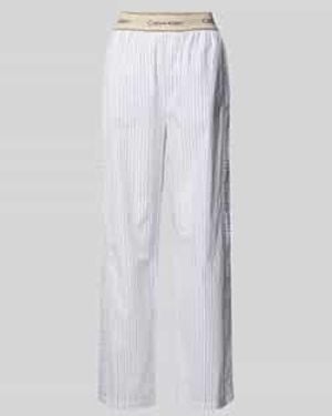 Calvin Klein Regular Fit Pyjamabroek Met Logostitching, Model 'Poplin' - Wit