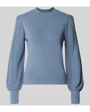 Zero Regular Fit Bluse aus Viskose-Mix mit Stehkragen - Blau