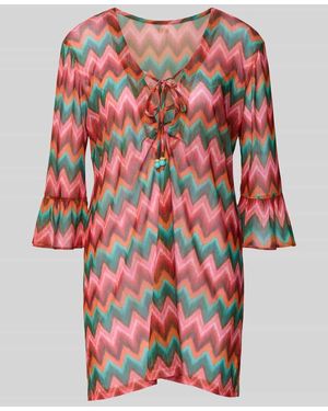 Banana Moon Oversized Tunika mit V-Ausschnitt Modell 'ACELO' - Rot