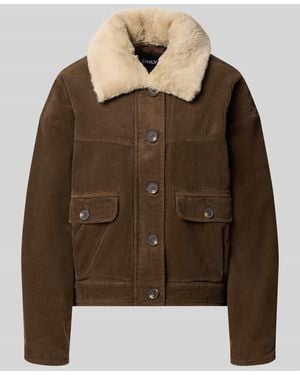 ONLY Regular Fit Bomberjacke mit Teddy-Umlegekragen Modell 'MARTA' - Braun