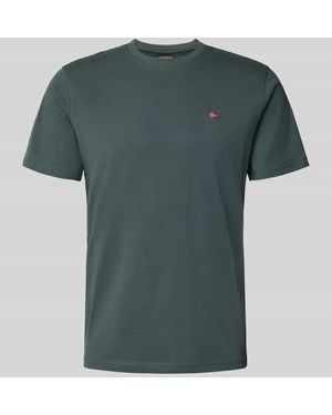Napapijri T-Shirt mit Label-Stitching und Rundhalsausschnitt - Grün