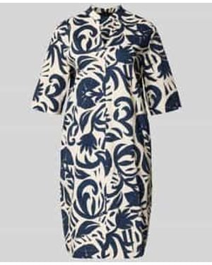 Ouí Knielange Losse Jurk Met Tuniekkraag - Blauw