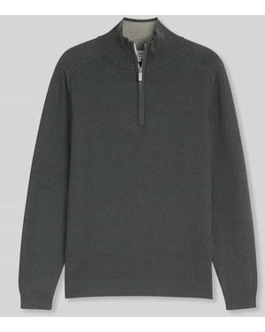 Tom Tailor Regular Fit Pullover mit Troyerkragen - Grau