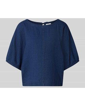 S.oliver Relaxed Fit Kurzarmbluse aus reiner Baumwolle - Blau