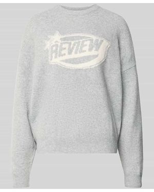 Review Strickpullover mit Label-Print - Grau