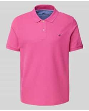 Fynch-Hatton Regular Fit Poloshirt Met Logostitching - Roze