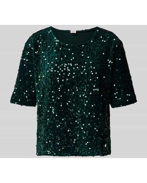 Brax Relaxed Fit T-Shirt mit Allover-Pailletten-Besatz Modell 'Cara' - Grün