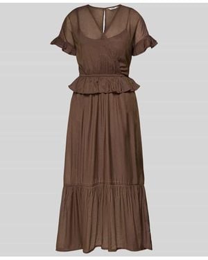 Mbym Maxikleid aus Viskose-Mix im Stufen-Look Modell 'Gunnvor' - Braun