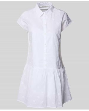 Tom Tailor Regular Fit Mini-Hemdblusenkleid mit Stickereien - Weiß
