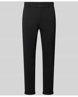 Lindbergh Slim Fit Hose mit Viskose-Anteil in verkürzter Passform - Schwarz