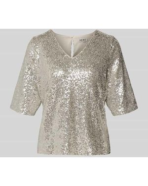 Ichi Blusenshirt mit V-Ausschnitt Modell 'FAUCA' - Weiß