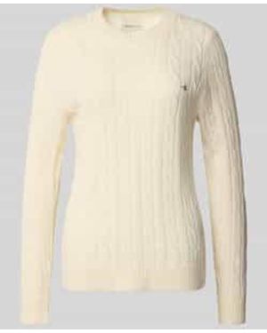 GANT Gebreide Pullover Met Kabelpatroon En Labelstitching - Naturel