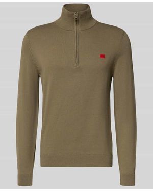 HUGO Regular Fit Troyer aus reiner Baumwolle Modell 'SAN QUINTUS' - Grün