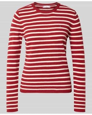 Tommy Hilfiger Slim Fit Strickpullover aus reiner Wolle - Rot