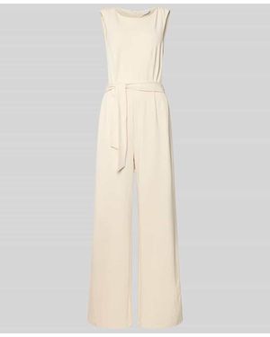 Jake*s Jumpsuit aus Viskose-Mix mit Bindegürtel - Weiß