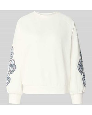 Zero Regular Fit Sweatshirt mit Motiv-Stitching - Weiß