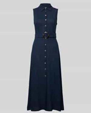 Apricot Midi-Jurk Van Viscosemix Met Riem - Blauw