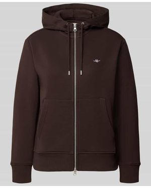 GANT Regular Fit Sweatjacke aus Baumwoll-Mix - Braun