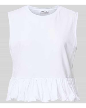 EDITED Crop Top mit Rundhalsausschnitt Modell 'Davinia' - Weiß
