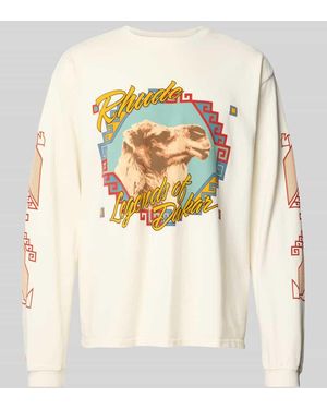 Rhude Relaxed Fit Longsleeve aus reiner Baumwolle - Natur