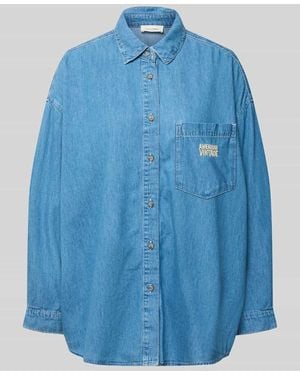 American Vintage Relaxed Fit Hemdbluse in Denim-Optik Modell 'IZEWAY' - Blau