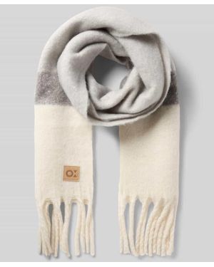 Opus Schal mit Fransen und Label-Detail Modell 'Allanis' - Grau