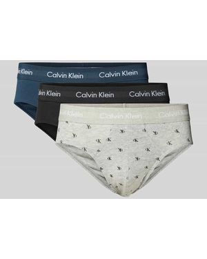 Calvin Klein Slip Mit Label-Bund Im 3Er-Pack - Blau