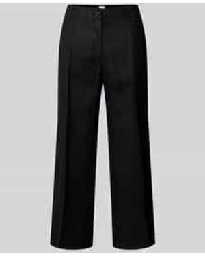 Brax Straight Leg Linnen Broek Met Verkort Model - Zwart