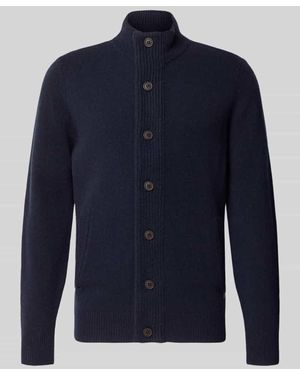 Barbour Cardigan mit Stehkragen Essential PATCH - Blau