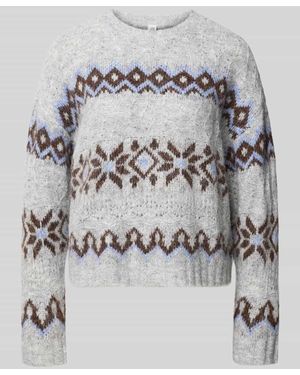 ONLY Pullover mit gerippten Abschlüssen Modell 'ONLSTOCKHOLM' - Grau