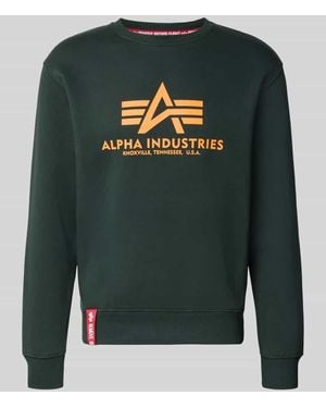 Alpha Industries Regular Fit Sweatshirt aus Baumwoll-Mix mit Logo-Print - Grün