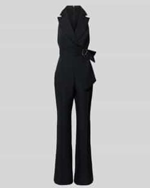 Rinascimento Regular Fit Jumpsuit Met Reverskraag - Zwart