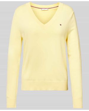 Tommy Hilfiger Strickpullover mit gerippten Abschlüssen - Gelb