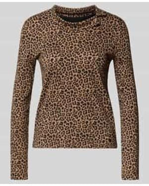 Marc Cain Shirt Met Lange Mouwen En Opstaande Kraag - Bruin