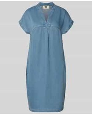 Ouí Knie-Lange Denimjurk Met Tuniekkraag - Blauw