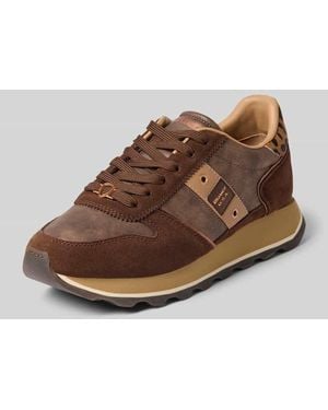 Blauer Usa Sneaker aus Leder-Mix Modell 'MILLS' - Braun