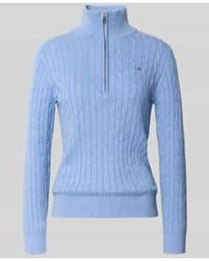 GANT Schipperstrui Met Logostitching En Kabelpatroon - Blauw