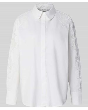 Cph Muse Bluse mit Spitze und Hemdblusenkragen Modell 'SHIRLEY' - Weiß