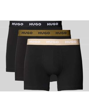 HUGO Boxershorts mit elastischem Logo-Bund im 3er-Pack - Schwarz