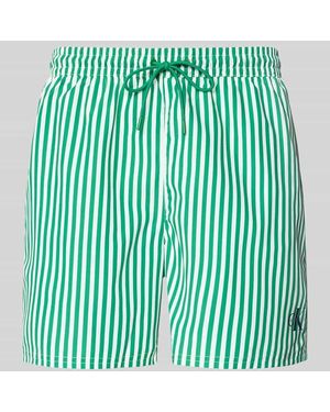 Calvin Klein Regular Fit Badeshorts mit Logo-Print - Grün