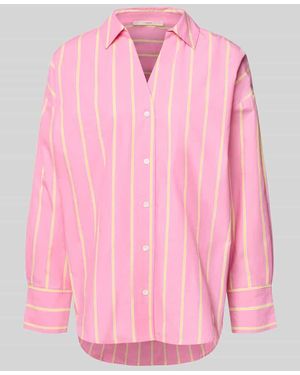 Lanius Relaxed Fit Hemdbluse mit V-Ausschnitt - Pink