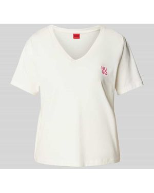 HUGO Pyjama-Oberteil mit Label-Print Modell 'NIKA' - Natur