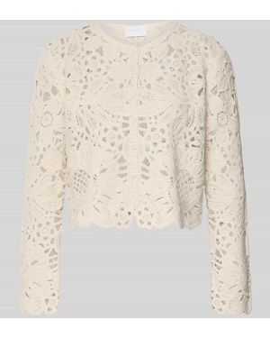 Jake*s Cardigan aus Häkelspitze mit Rundhalsausschnitt - Natur