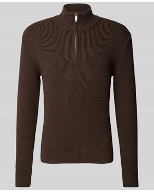 SELECTED Strickpullover Mit Stehkragen Modell 'Theo' - Braun