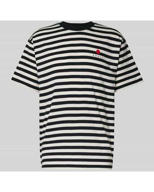 Edwin T-Shirt mit Stitching-Detail Modell 'BASIC STRIPE' - Schwarz