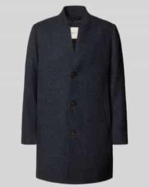 Tom Tailor Regular Fit Wollen Lange Jas Met All-Over Motief - Blauw
