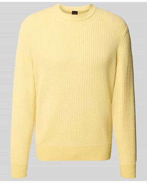 BOSS Regular Fit Strickpullover aus Baumwoll-Mix Modell 'APOKKO' - Gelb