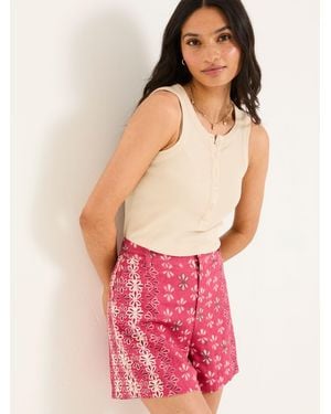 FatFace Fatface Nell Linen Blend Shorts - Red